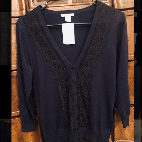 H&M Navy & Lace Cardigan - Picture 5 of 10
